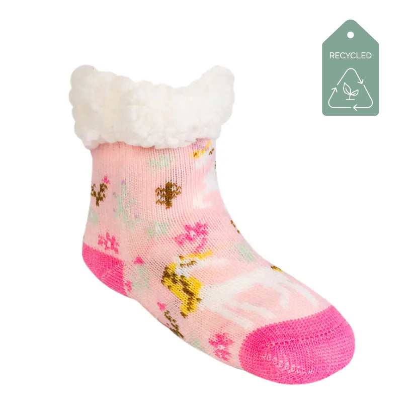 Unicorn Pink Kids Toddler Recycled Slipper Socks Toddler Size Unicorn Pink by Pudus Lifestyle Co