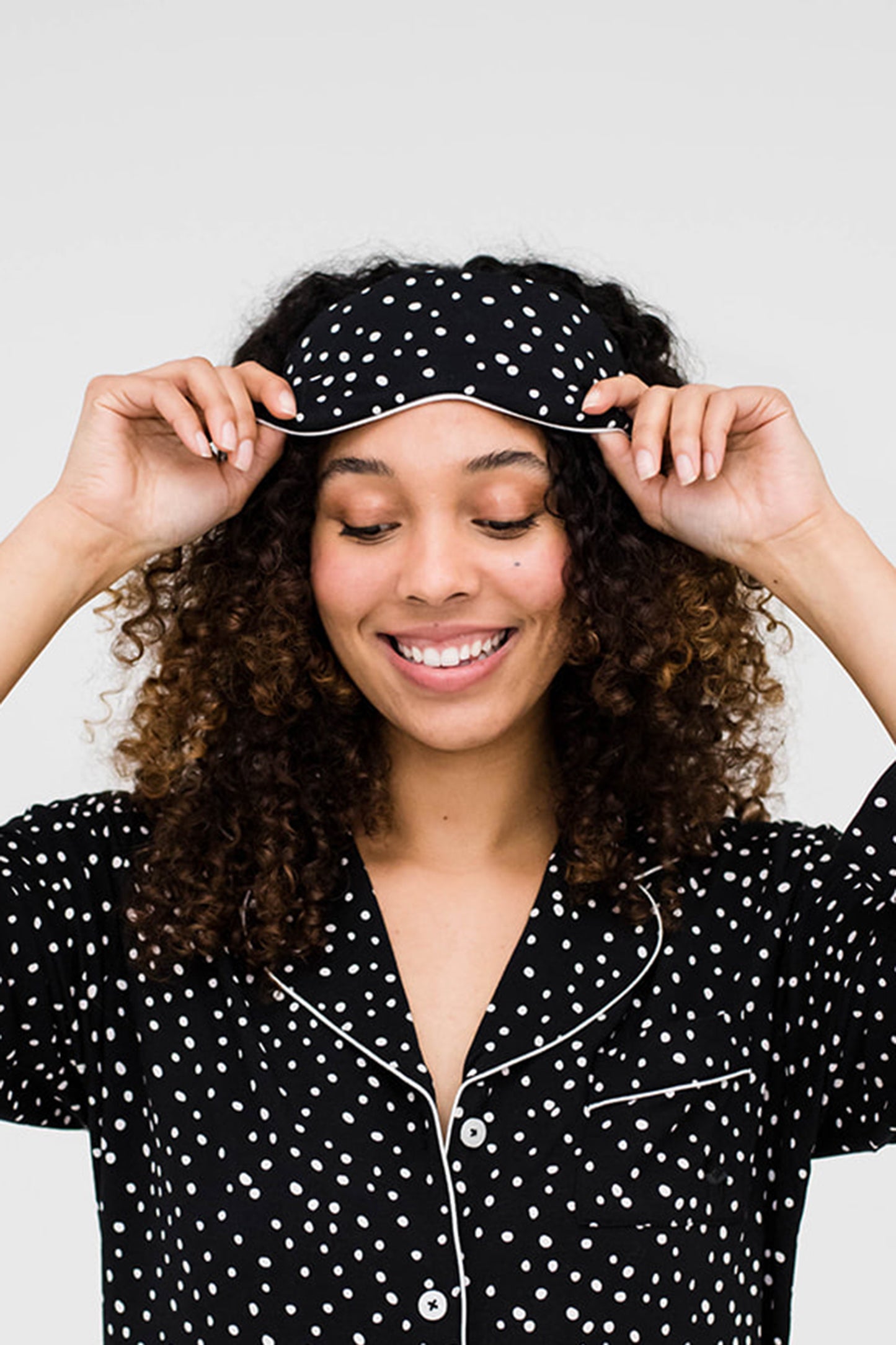 Eye Mask | Black with Cloud Dots