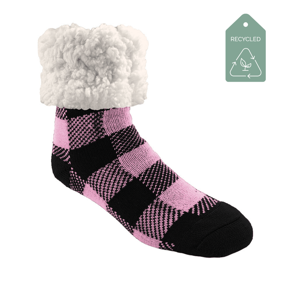 Lumberjack Candy Pink - Recycled Slipper Socks – Pudus Lifestyle Co. Canada