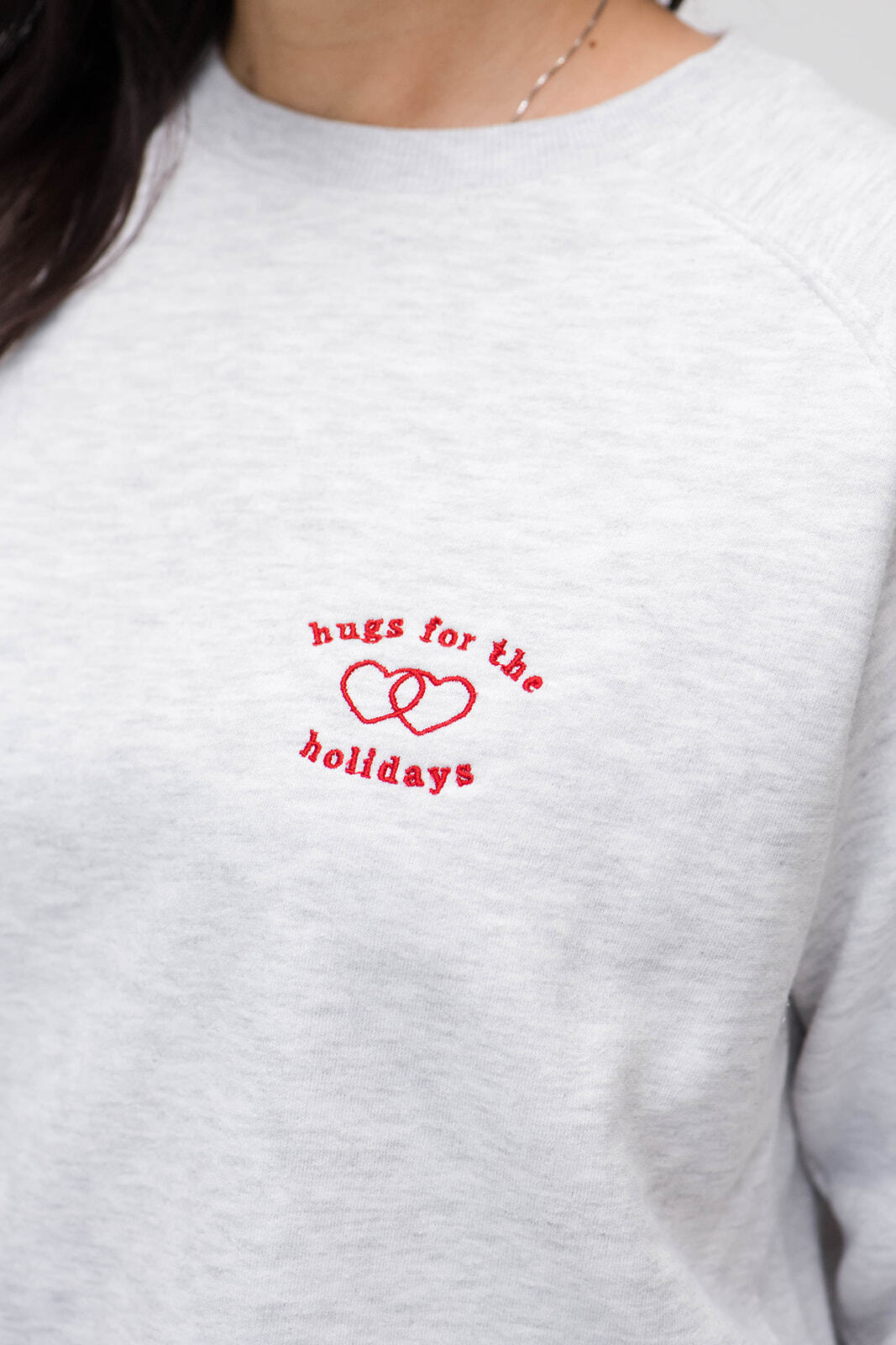 Mila Hugs For The Holidays Sweatshirt | Pebble Grey