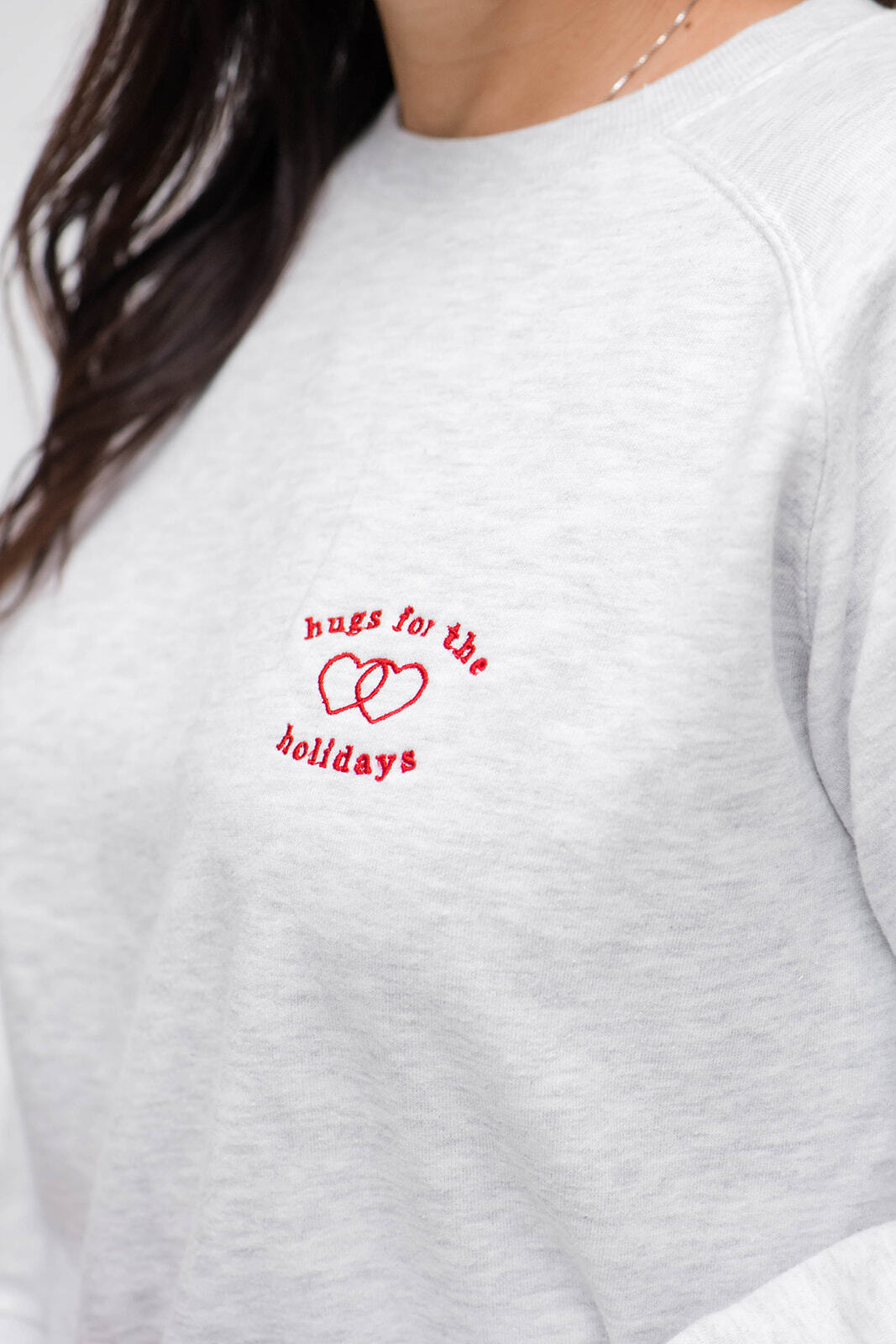 Mila Hugs For The Holidays Sweatshirt | Pebble Grey