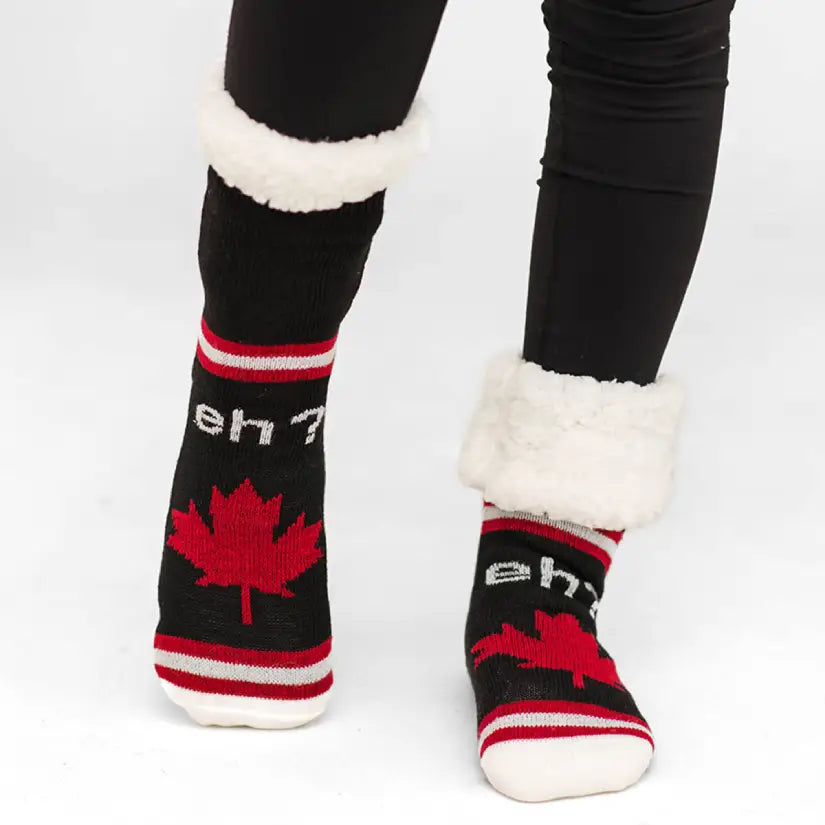 Canada Black - Recycled Slipper Socks