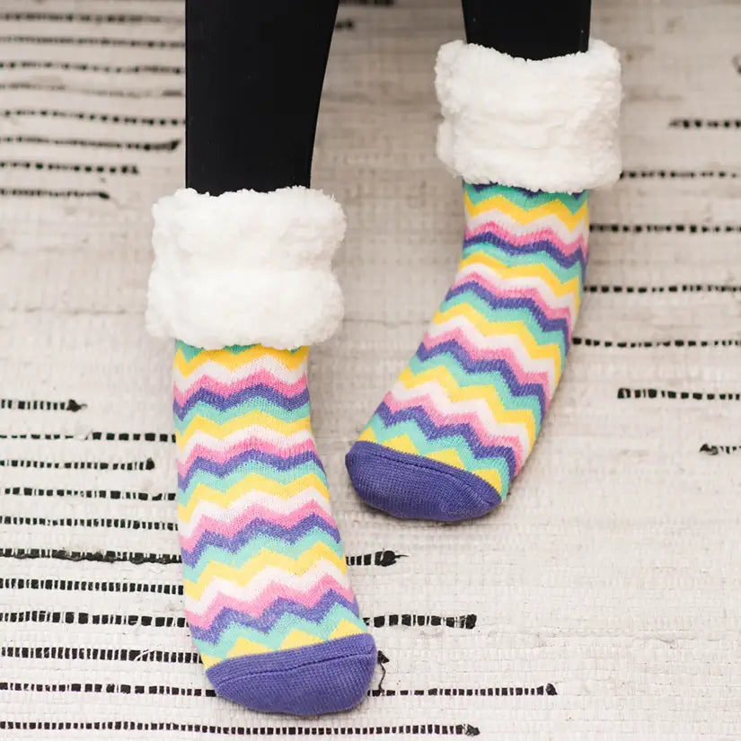Chevron Cloud - Recycled Slipper Socks