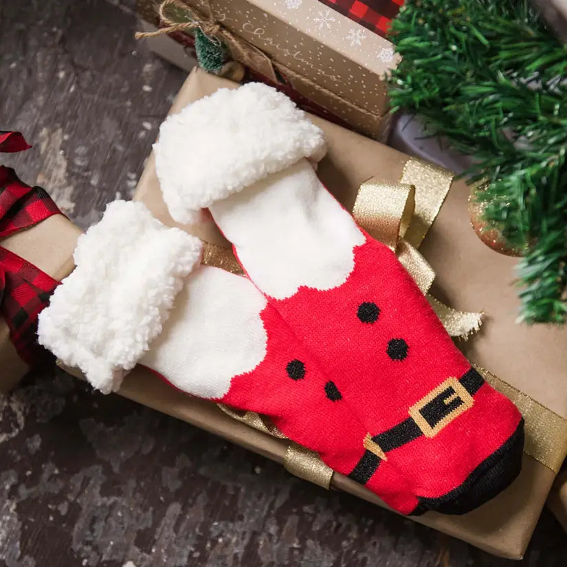 Christmas Santa - Recycled Slipper Socks
