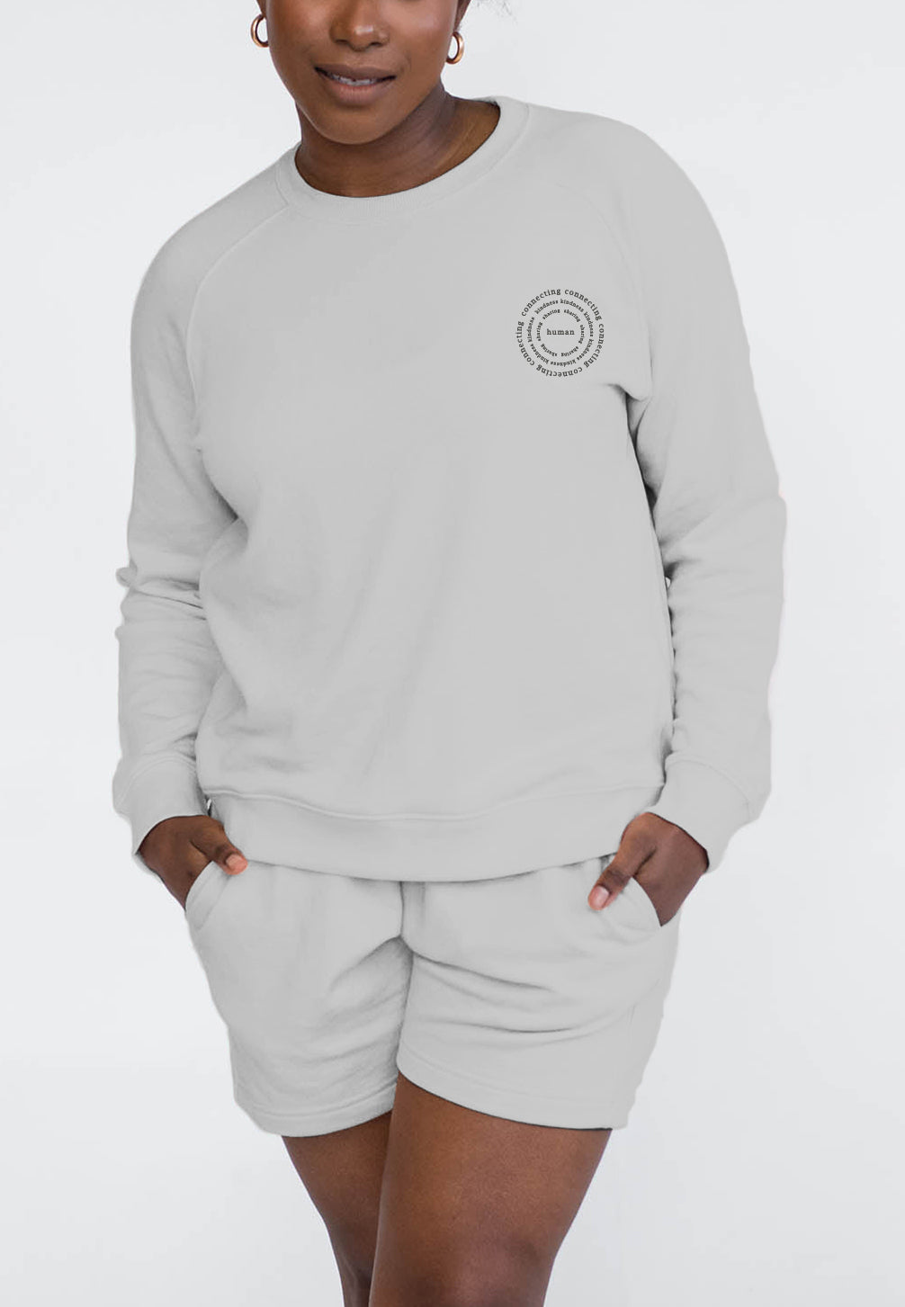 Mila Human Crew Neck Sweatshirt | Human | Pebble Grey