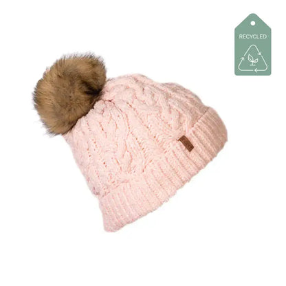 Recycled Beanie Hat - Chenille Knit First Blush