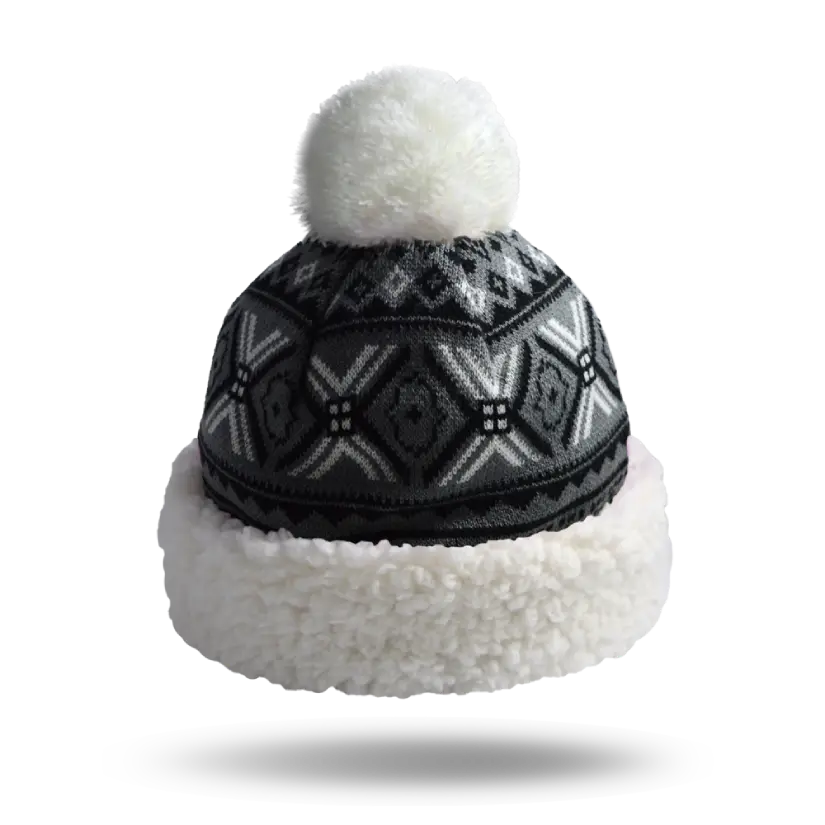 Toque Winter Hat | Geometric Black