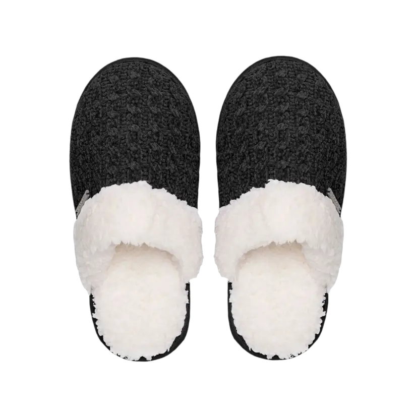 Creekside Slide Slippers | Cable Knit Black