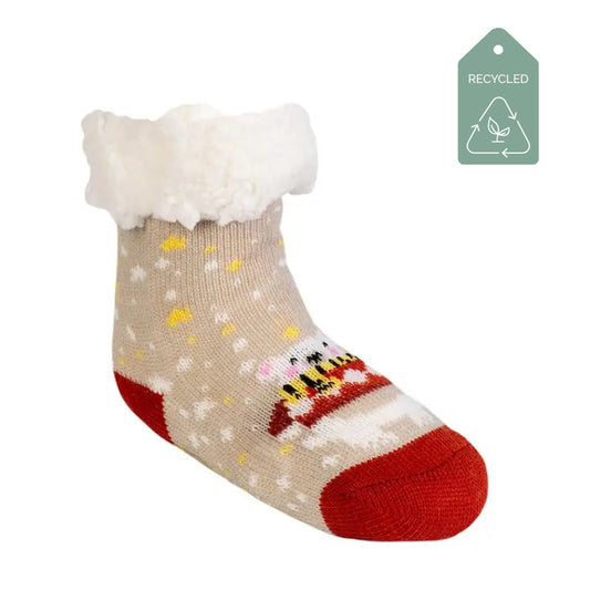 Bear Red - Kids & Toddler  Recycled Slipper Socks