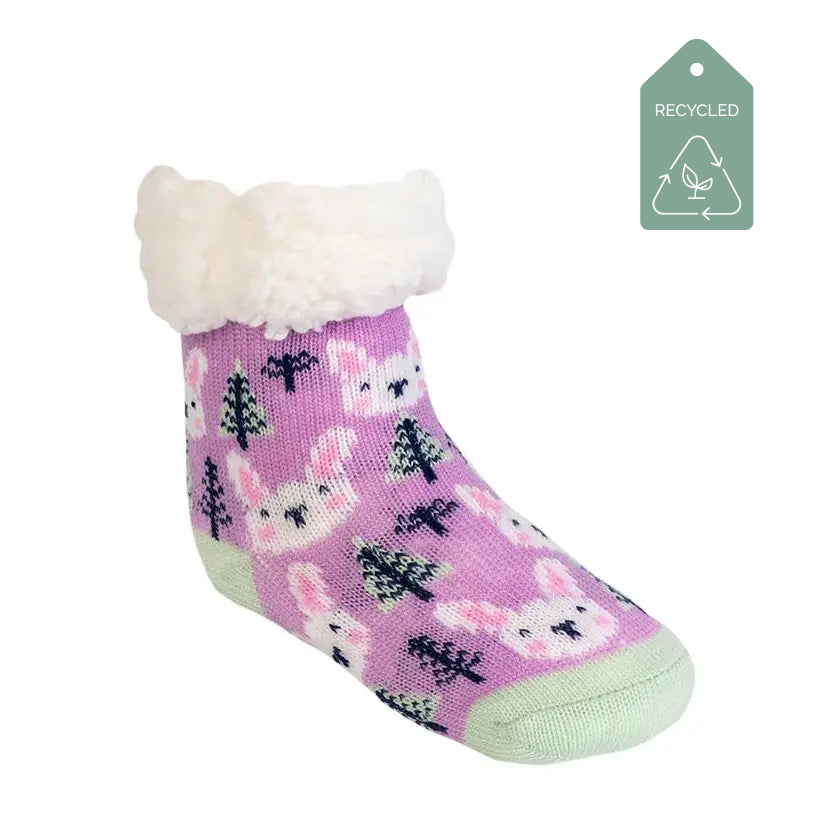 Bunny Purple - Kids & Toddler  Recycled Slipper Socks