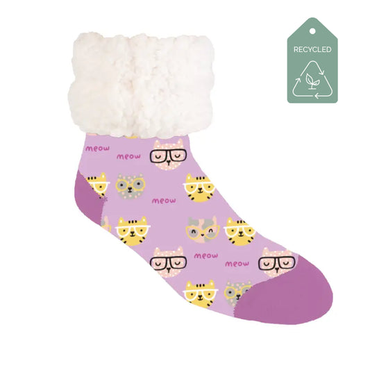Cat Mom Lavender - Recycled Slipper Socks