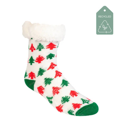 Christmas Pinetrees - Recycled Slipper Socks