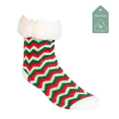 Chevron Christmas Sprinkles - Recycled Slipper Socks