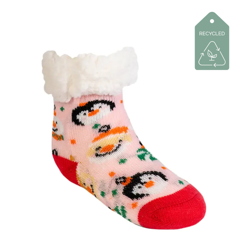 Santa Pink - Kids & Toddler Recycled Slipper Socks