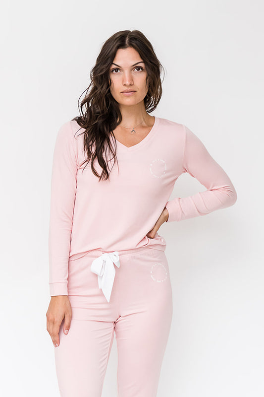 Iris V-Neck Pajama Shirt | Pink Dogwood