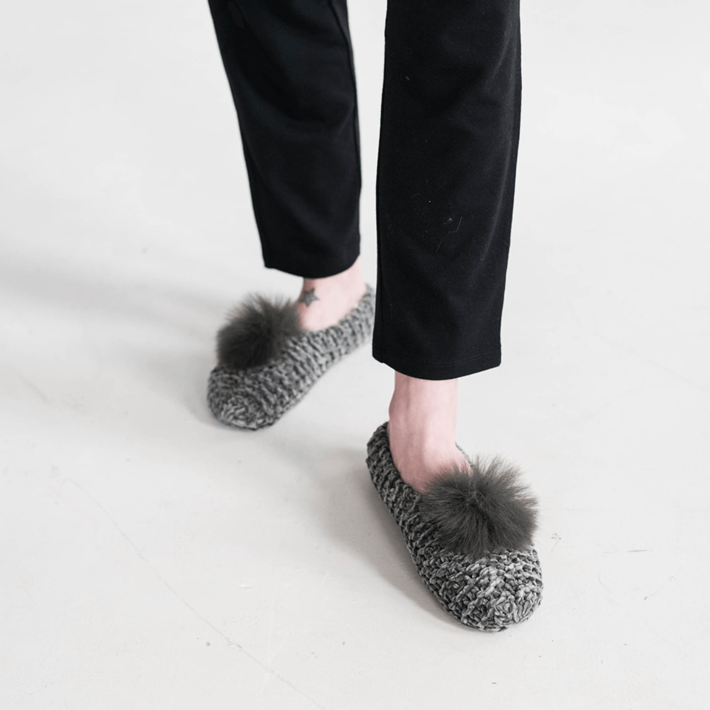 Recycled Ballerina Slippers - Charcoal Chenille