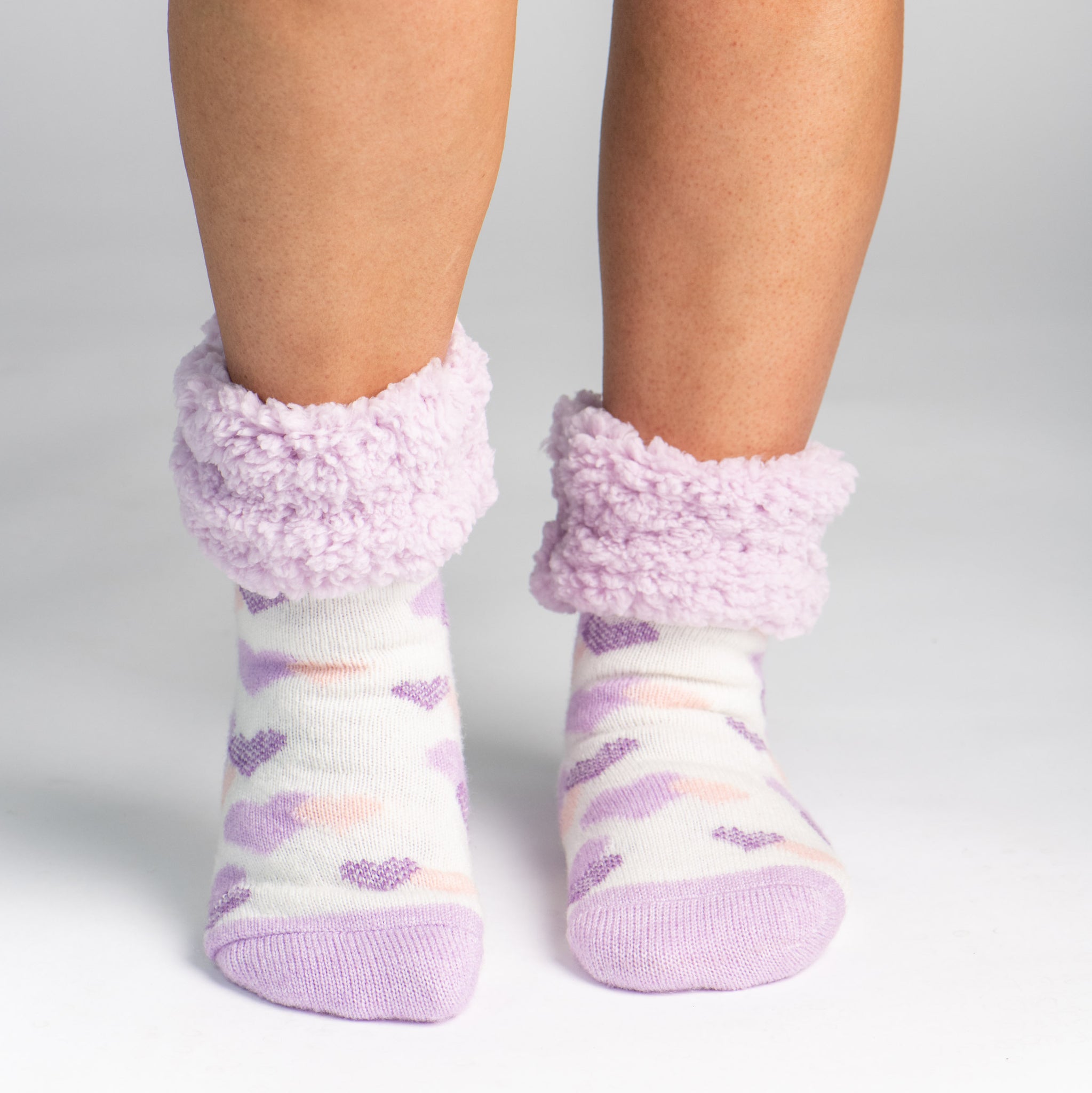 Classic Slipper Socks | Heart Lavender