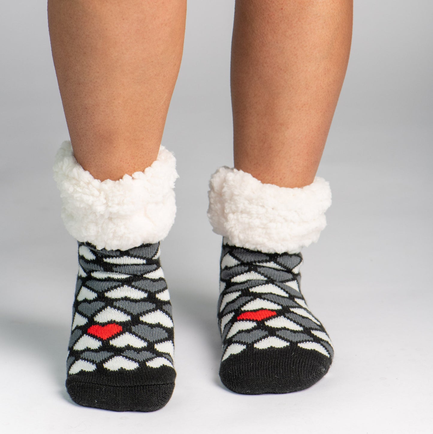 Classic Slipper Socks | Heart Black
