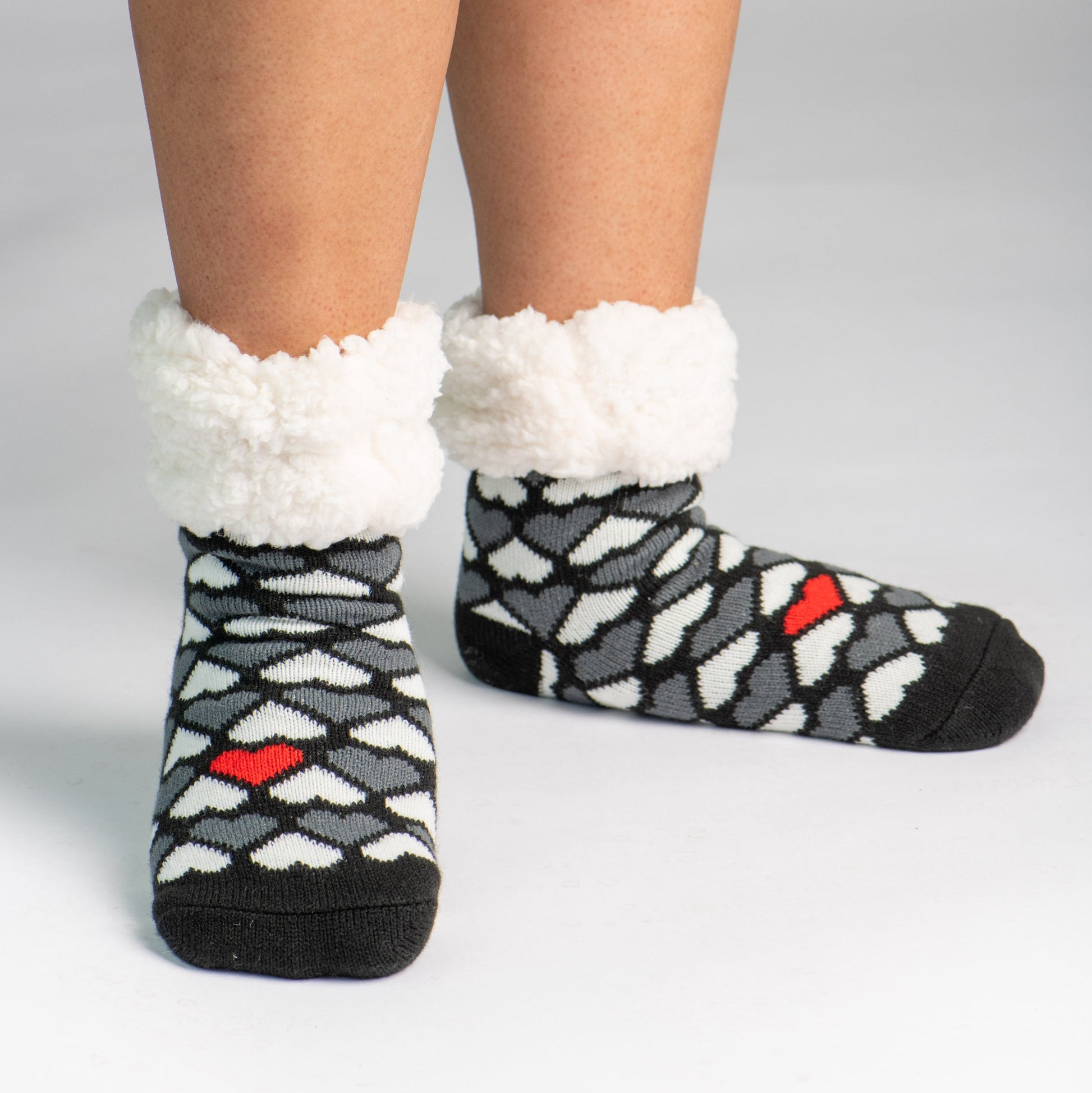 Classic Slipper Socks | Heart Black