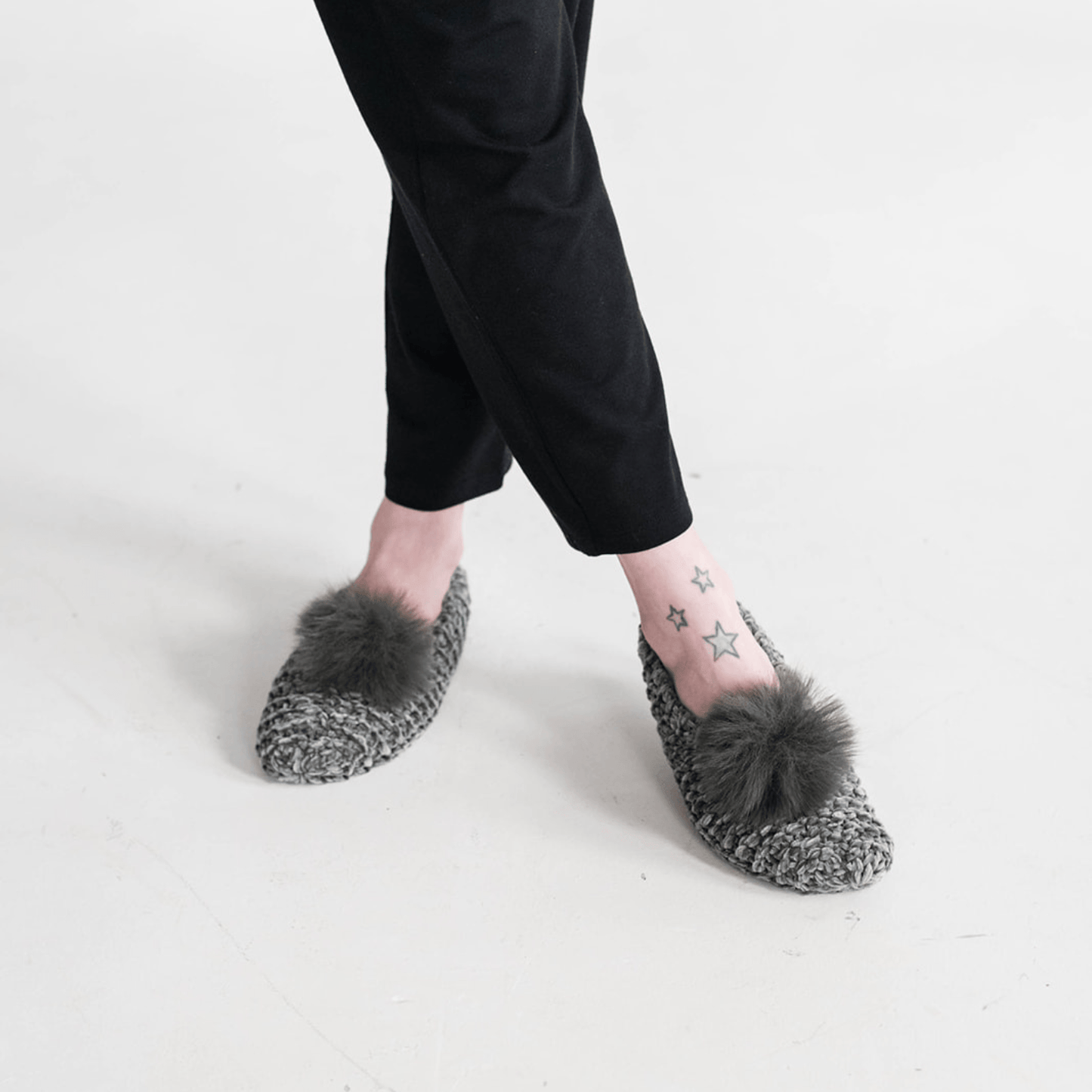 Recycled Ballerina Slippers - Charcoal Chenille