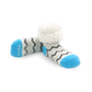 Pudus Cozy Winter Slipper Socks Chevron Blue for Kids with Non-Slip Grippers and Faux Fur Sherpa Fleece -  Boy and Girl Fuzzy Socks (Ages 4-7)