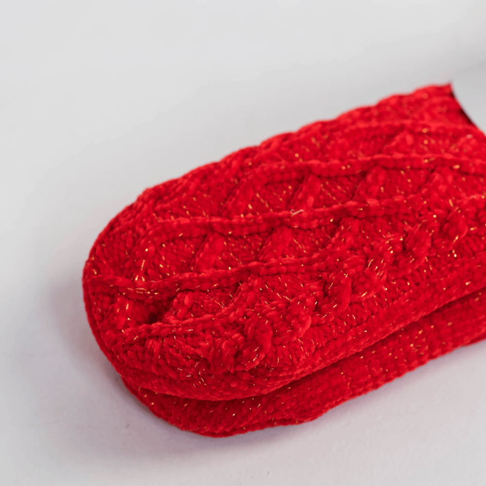 Chenille Knit Holiday Poppy - Recycled Slipper Socks – Pudus Lifestyle Co.  Canada