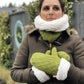  Pudus Cable Knit Winter Infinity Scarf, Fleece-Lined Neck Warmer Circle Snood Cable Knit Green - Snood