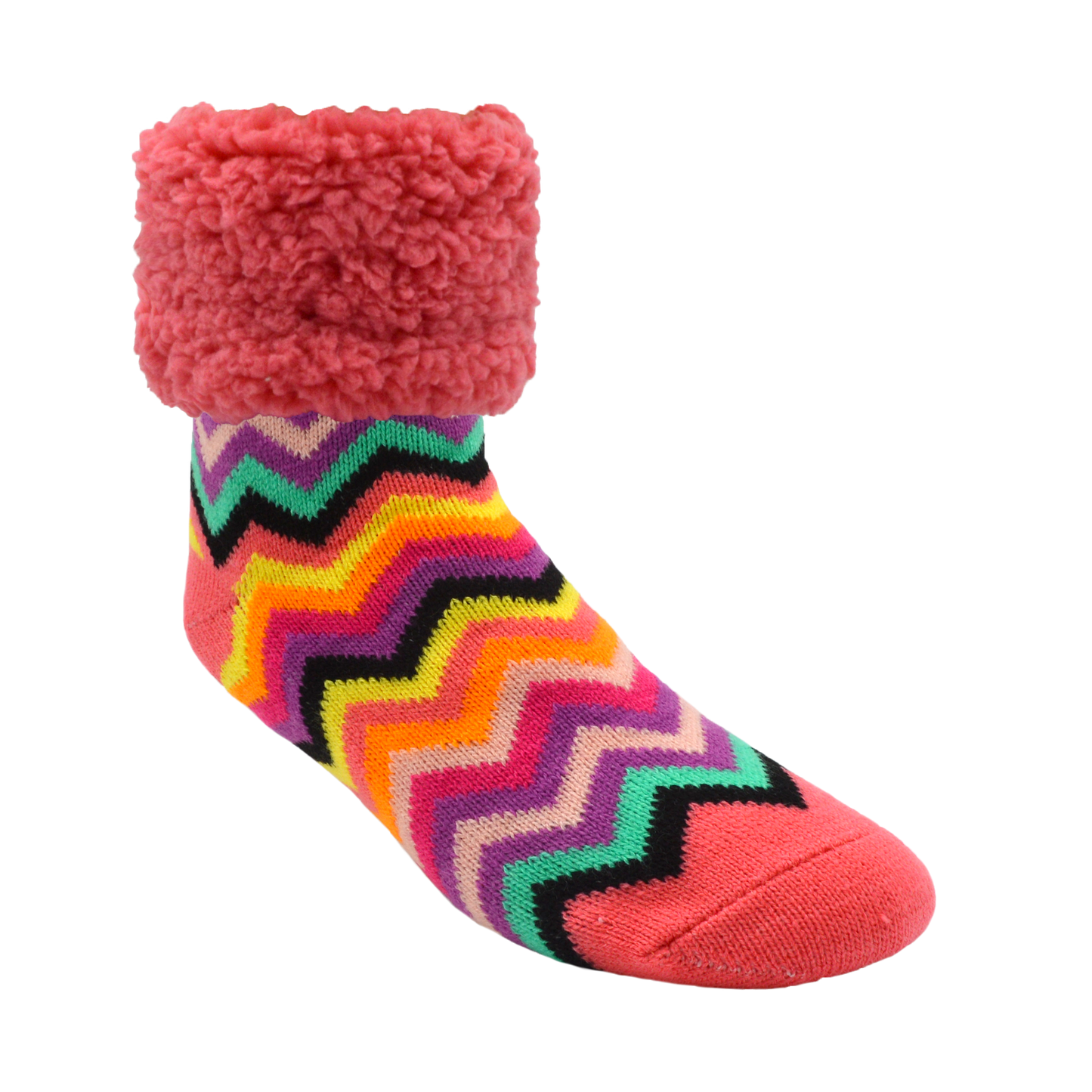 Classic Slipper Socks  Bright Coral Chevron – Pudus Lifestyle Co. Canada