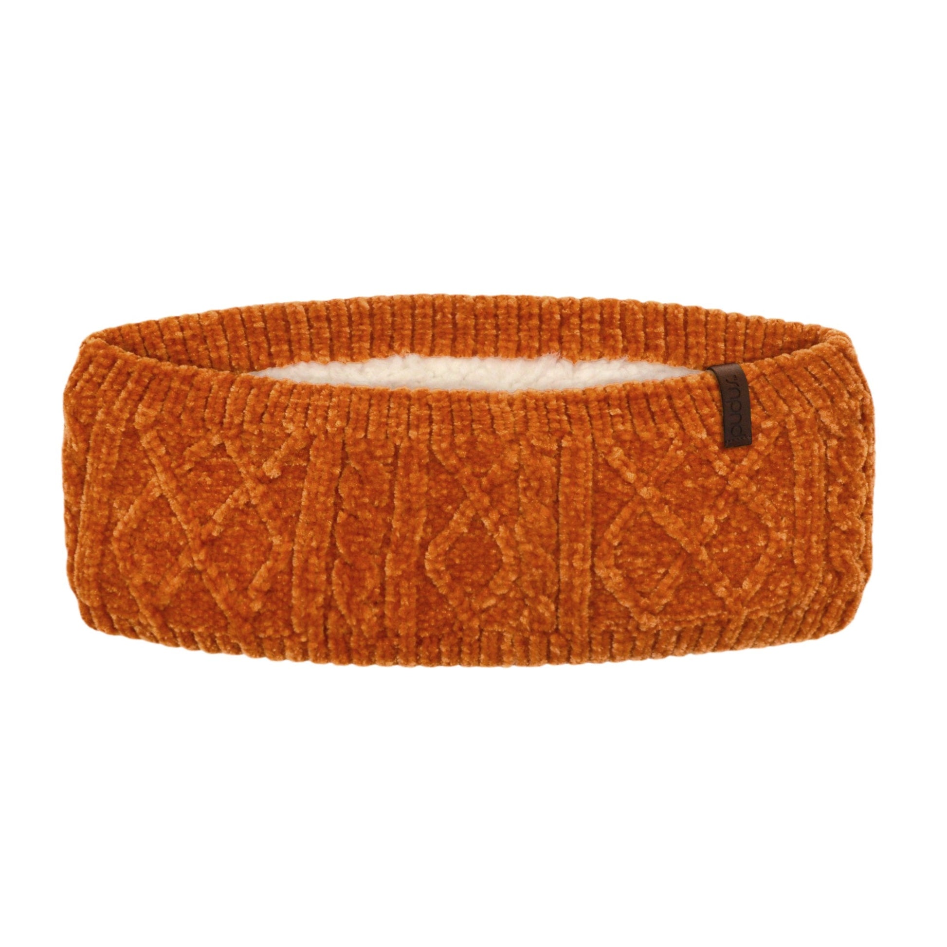 Peach Sand Chenille Cable Knit Headband for Women - Ear Warmer, Winter Headband with Warm Faux Fur Fleece
