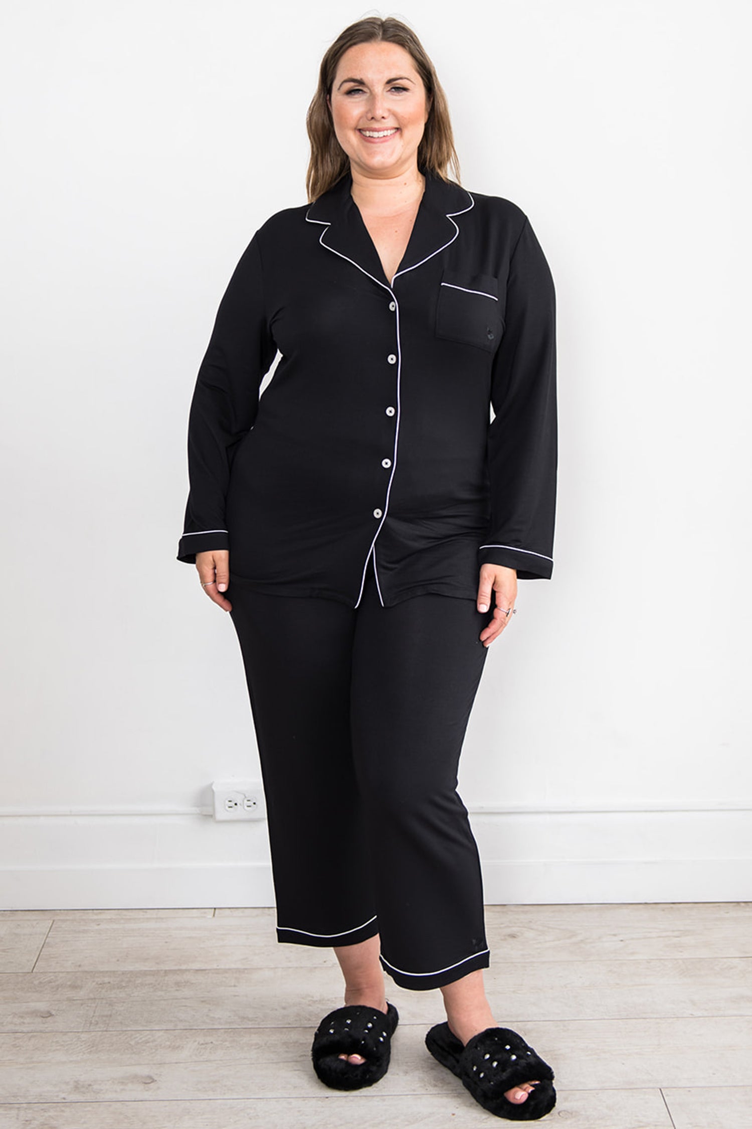 Korrah Pajama Pants Contrast Piping  Black – Pudus Lifestyle Co. Canada