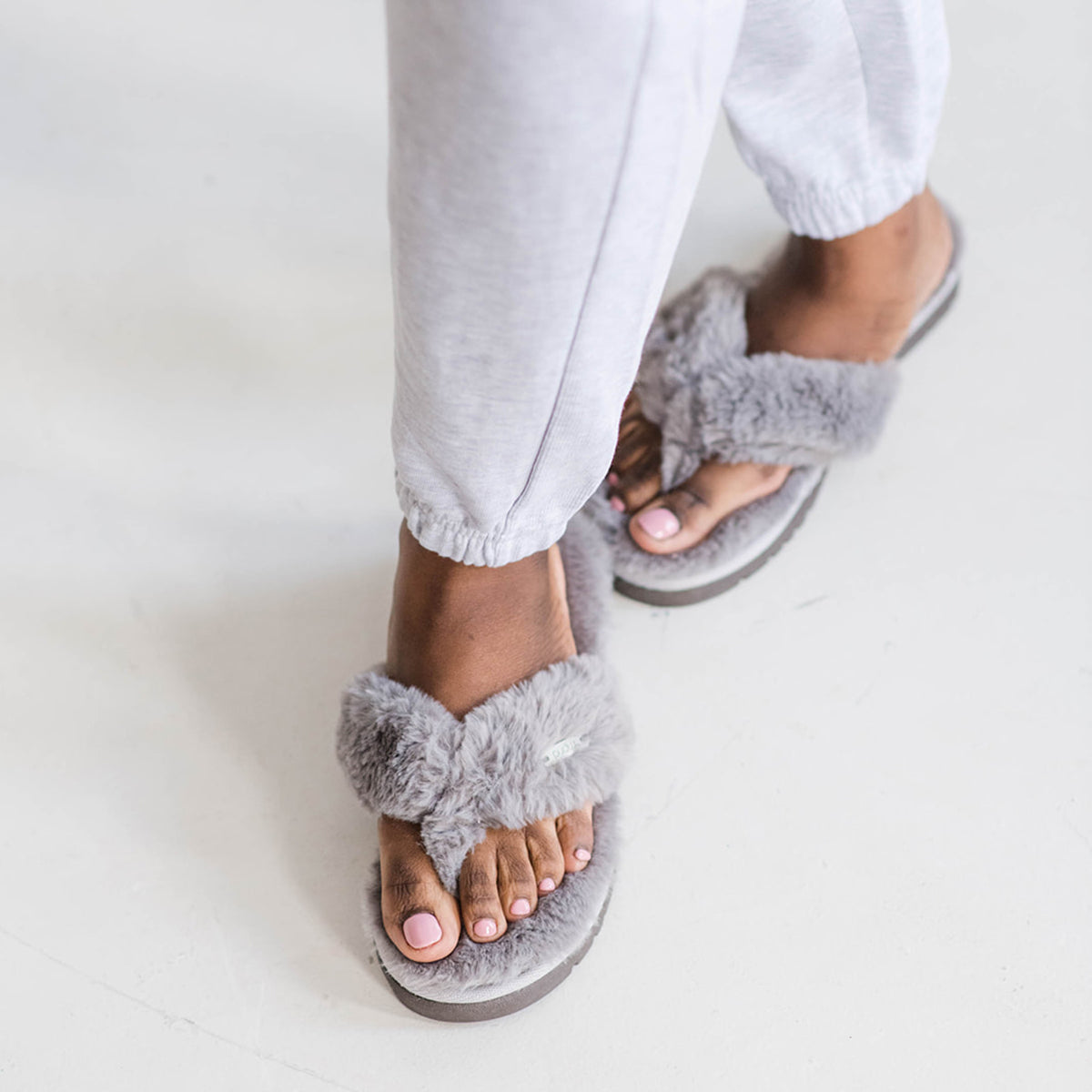 Glacier Grey Recycled Carrie Flip Flop Slippers Large Glacier Grey