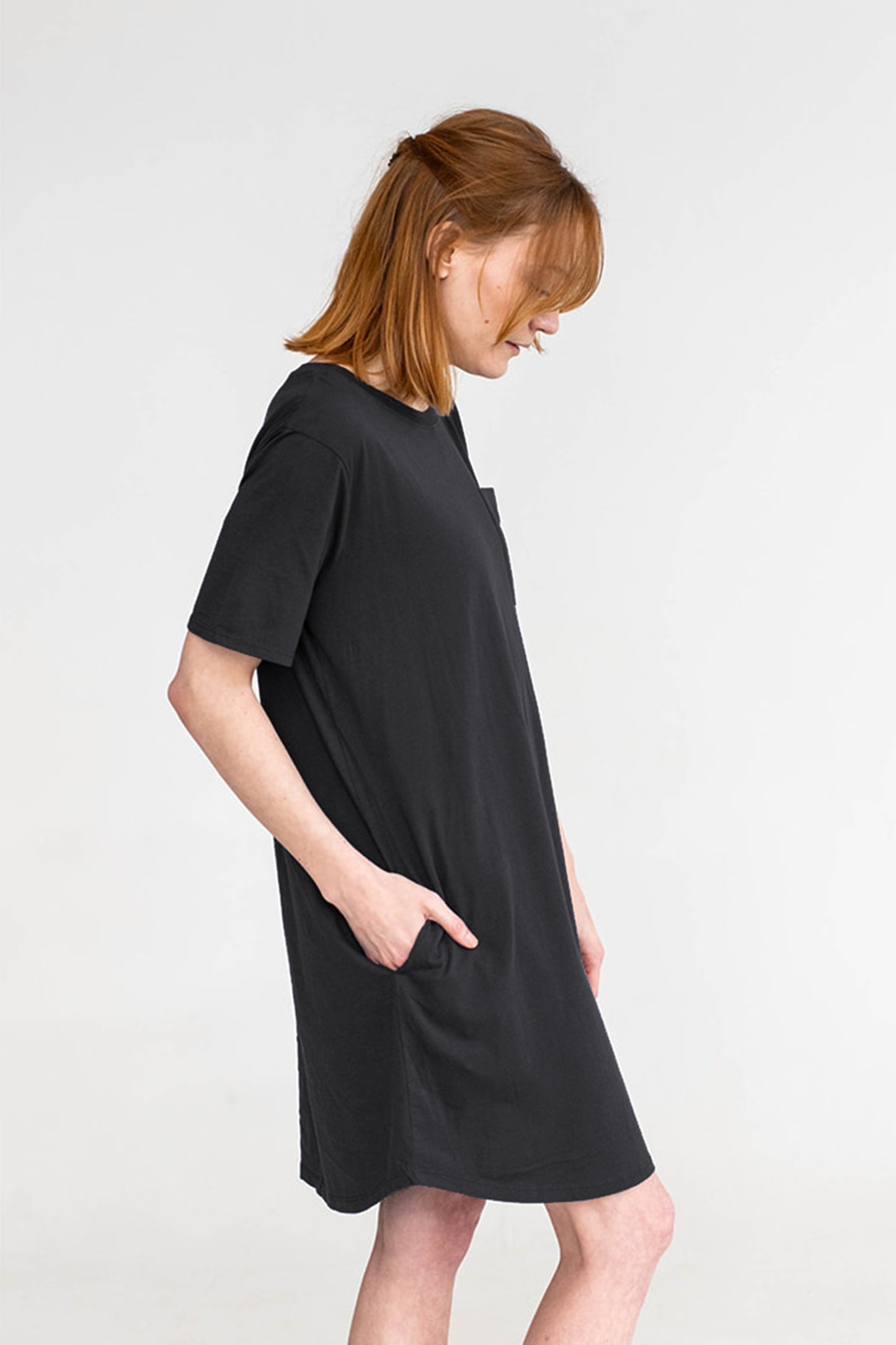 Kayla Easy T-Shirt Dress | Black