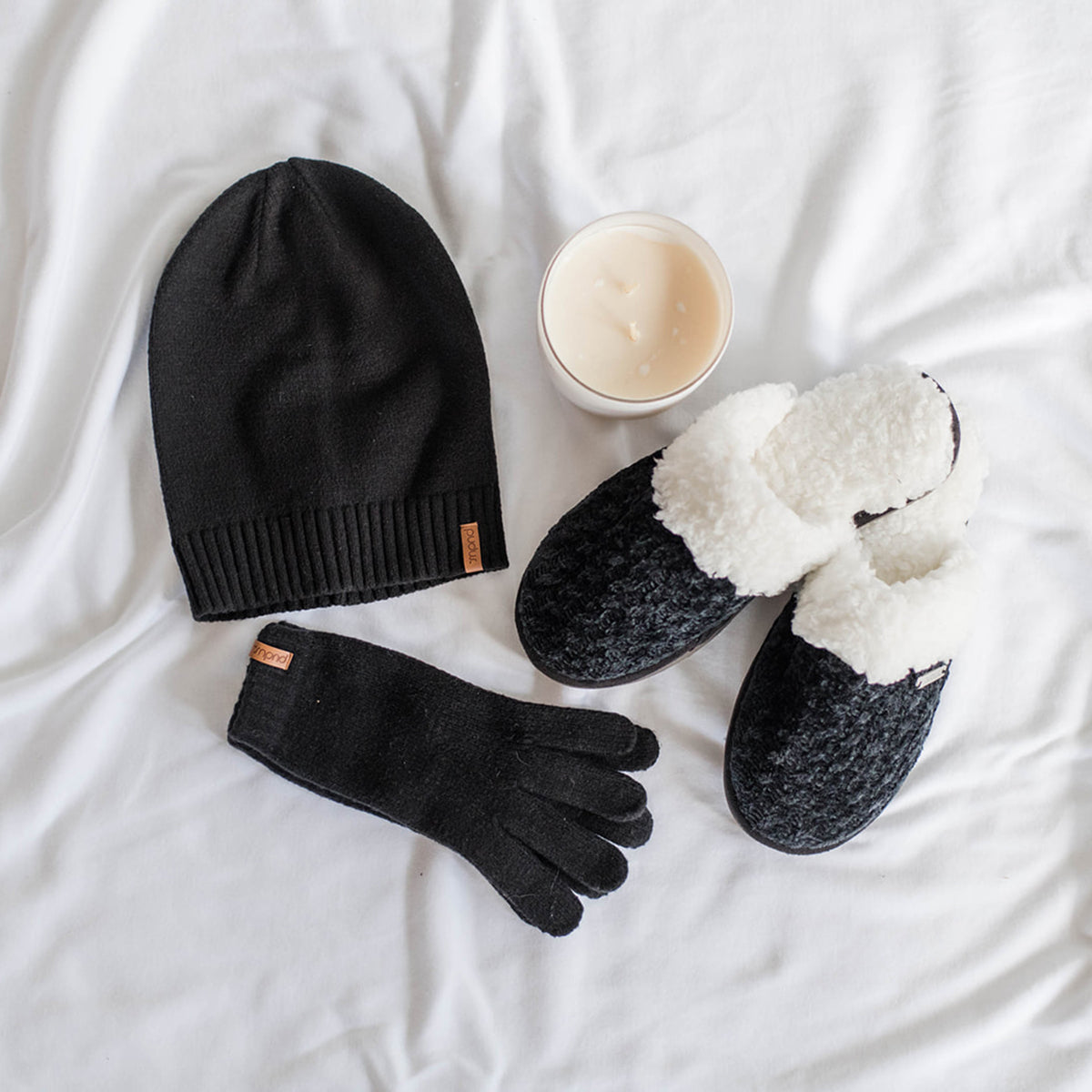 Faux Cashmere Beanie Hat | Black