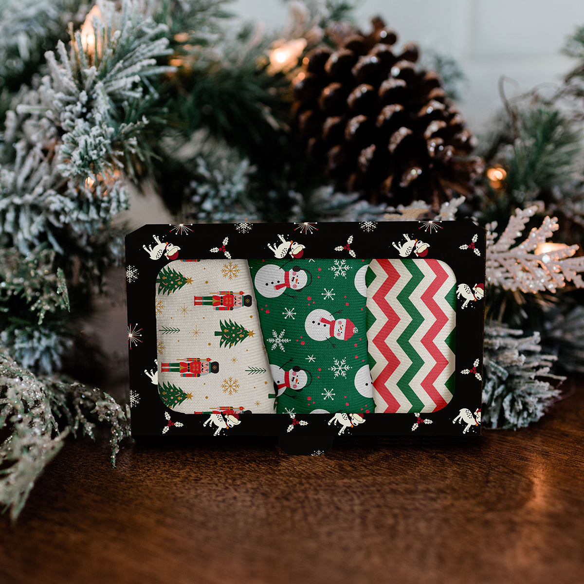 Chevron, Nutcracker & Snowman | Holiday 3 - Pack Gift Sets | Quarter Crew Bamboo Socks