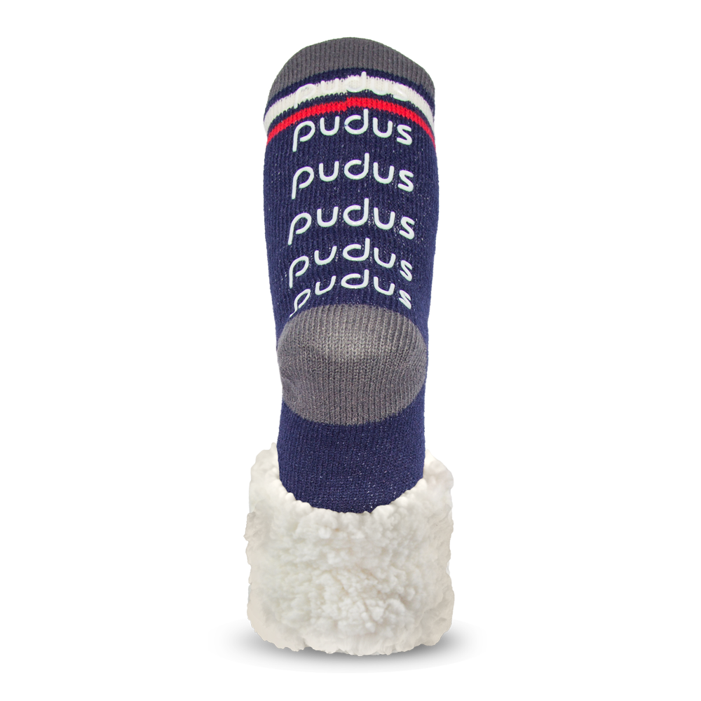 Pudus Cozy Winter Slipper Socks for Women and Men with Non-Slip Grippers and Faux Fur Sherpa Fleece - Adult Regular Fuzzy Socks USA Hockey - Classic Slipper Sock