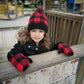 Pudus Kids Beanie Hat with Pom Pom, Sherpa-Lined Winter Knit Hats for Boys Girls Lumberjack Red with Pom Pom - Hat Kids