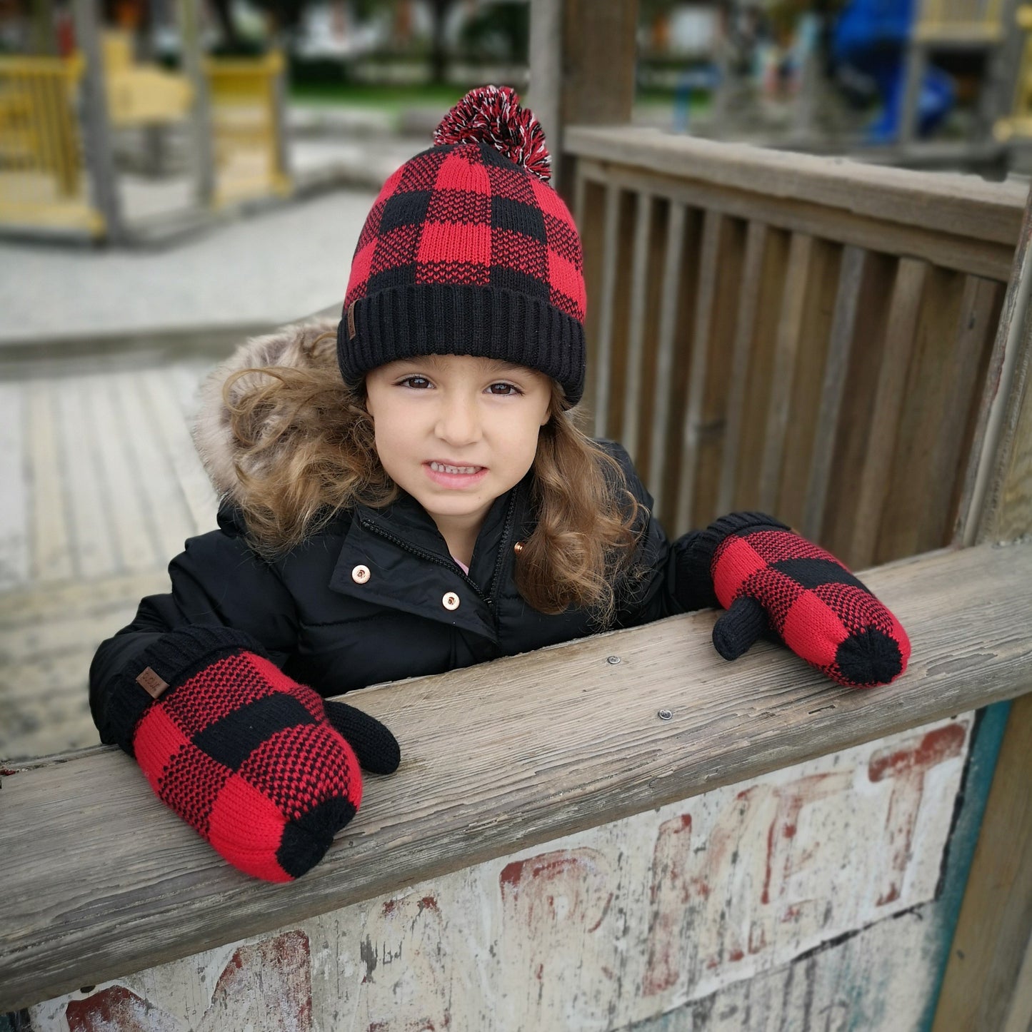 Kids Winter Mittens | Lumberjack Red