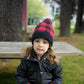 Pudus Kids Beanie Hat with Pom Pom, Sherpa-Lined Winter Knit Hats for Boys Girls Lumberjack Red with Pom Pom - Hat Kids