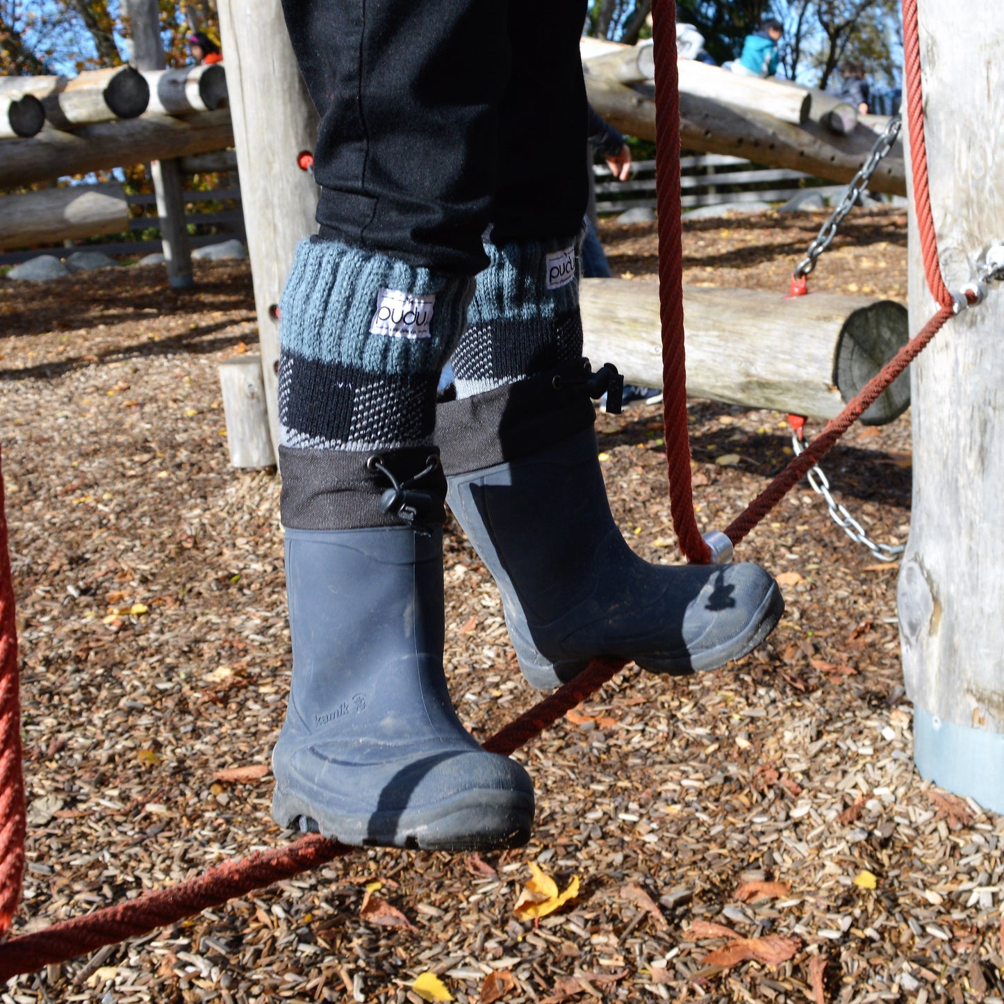 Pudus Kids Warm Boot Socks (Ages 4-7), Tall Winter Socks for Boys and Girls (Perfect Thermal Socks for Rain Boots, Snow Shoes and Hiking Boots) Boot Sock Lumberjack Grey Kid Tall