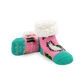 Pudus Cozy Winter Slipper Socks for Kids with Non-Slip Grippers and Faux Fur Sherpa Fleece - Boy and Girl Fuzzy Socks (Ages 4-7) Llama Pink - Classic Slipper Sock Kids