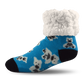 Pudus Cozy Winter Slipper Socks for Kids with Non-Slip Grippers and Faux Fur Sherpa Fleece - Boy and Girl Fuzzy Socks (Ages 4-7) Polar Bear - Kids Slipper Sock