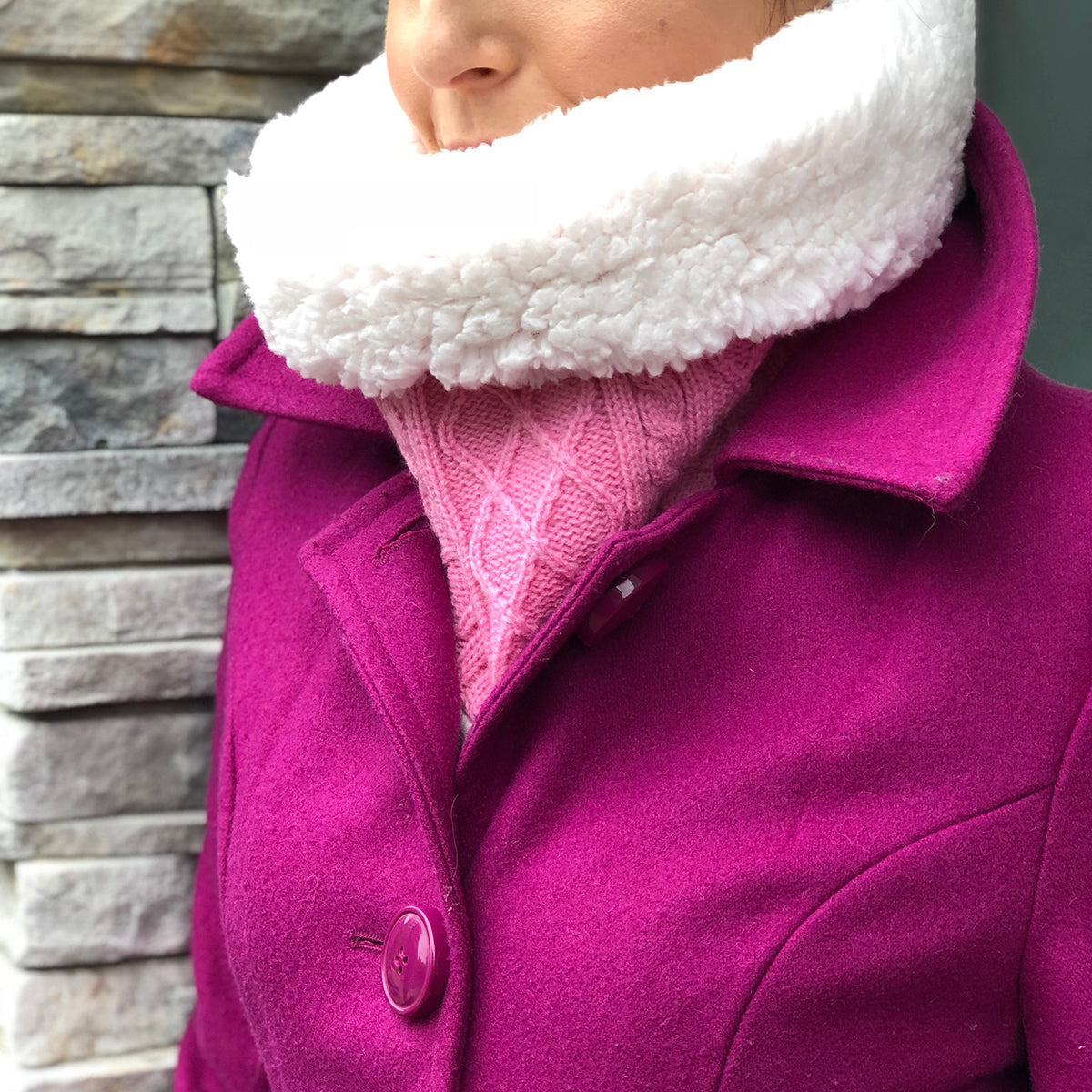 Cable Knit Snood Gaiter Neck Warmer | Pink
