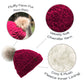 Pudus Women's Winter Beanie Hat with Faux Fur Pom Pom - Cable Knitted Chenille and Fleece Lined Slouchy Beanie Raspberry Chenille Cable Knit - Beanie Hat Adult
