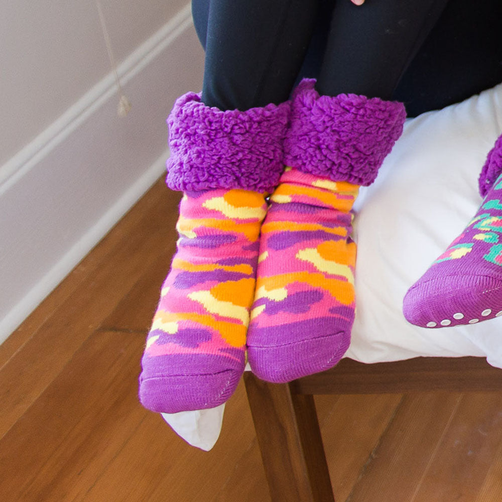 Classic Slipper Socks  Bright Camo Purple – Pudus Lifestyle Co. Canada