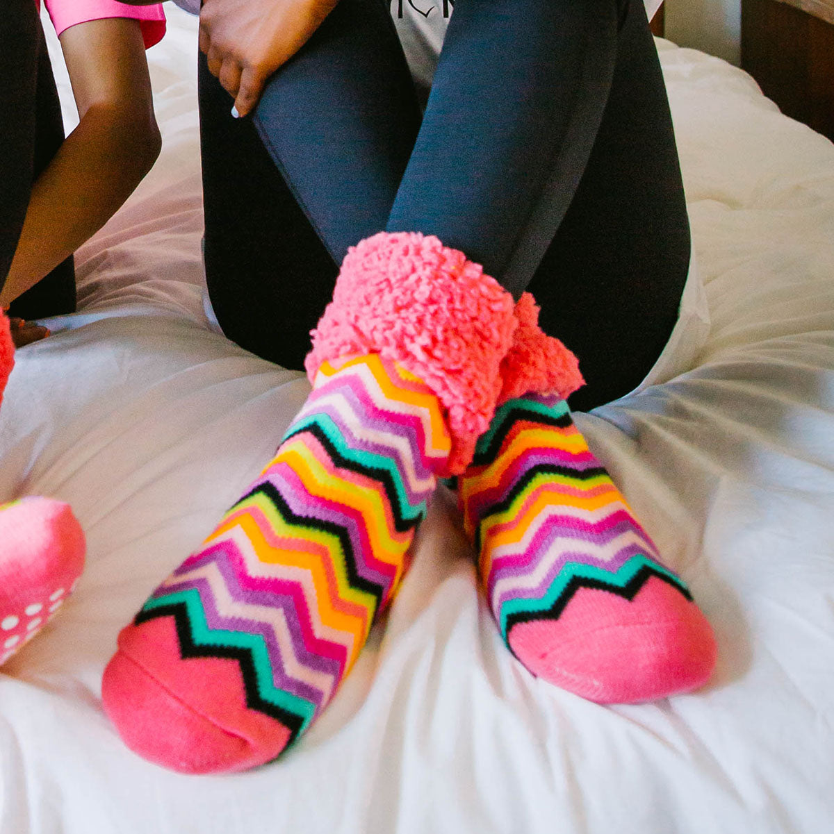 Women's Sherpa lined Slipper Socks with grippers