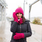 Pudus Cable Knit Winter Infinity Scarf Raspberry, Fleece-Lined Neck Warmer Circle Snood Chenille