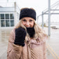 Pudus Cable Knit Winter Infinity Scarf Black, Fleece-Lined Neck Warmer Circle Snood Chenille