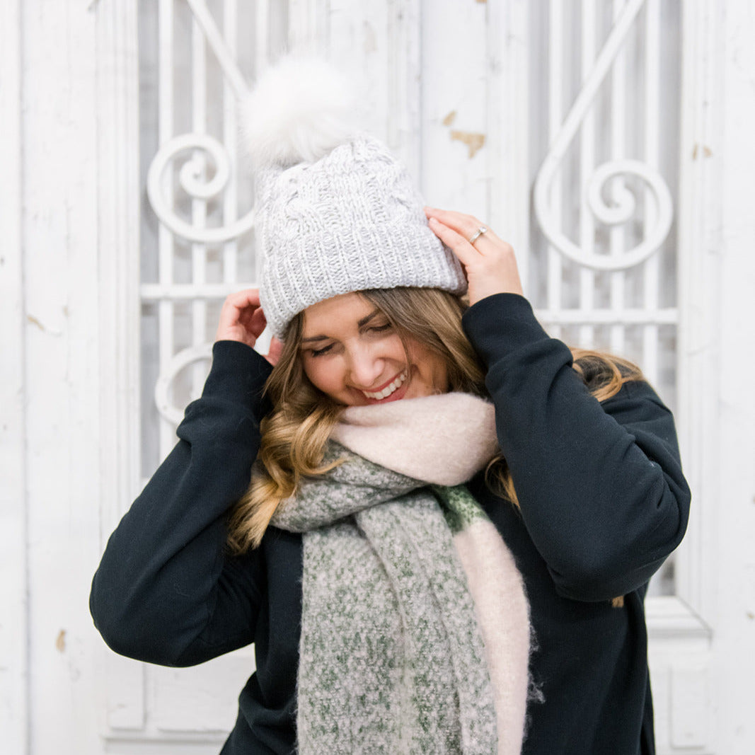 Beanie Winter Pom Pom Hat | Heather Grey