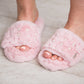 Faux Fur Pearl Slide Slippers | Pink
