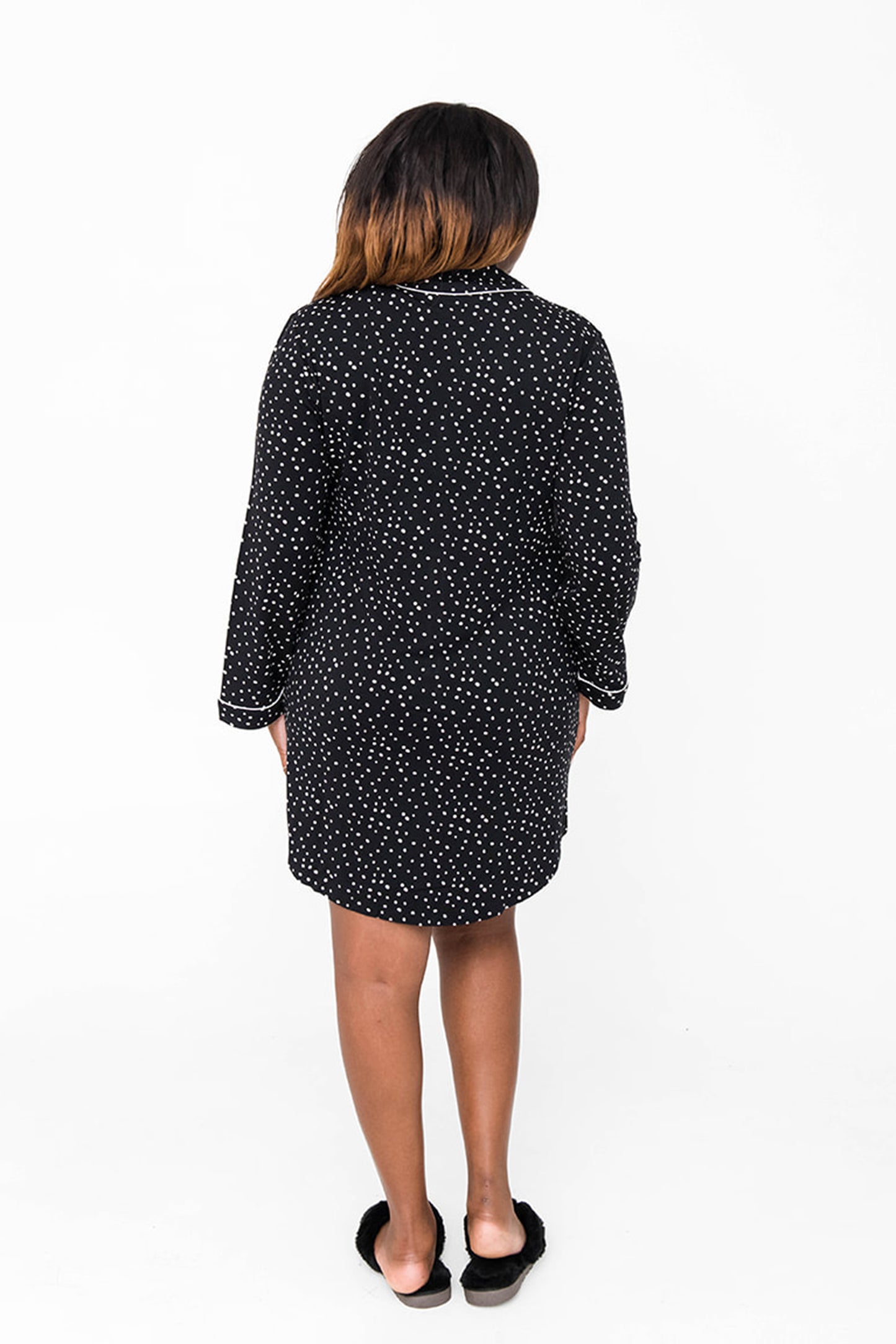 Gracie Sleep Dress | Black with Cloud Dots